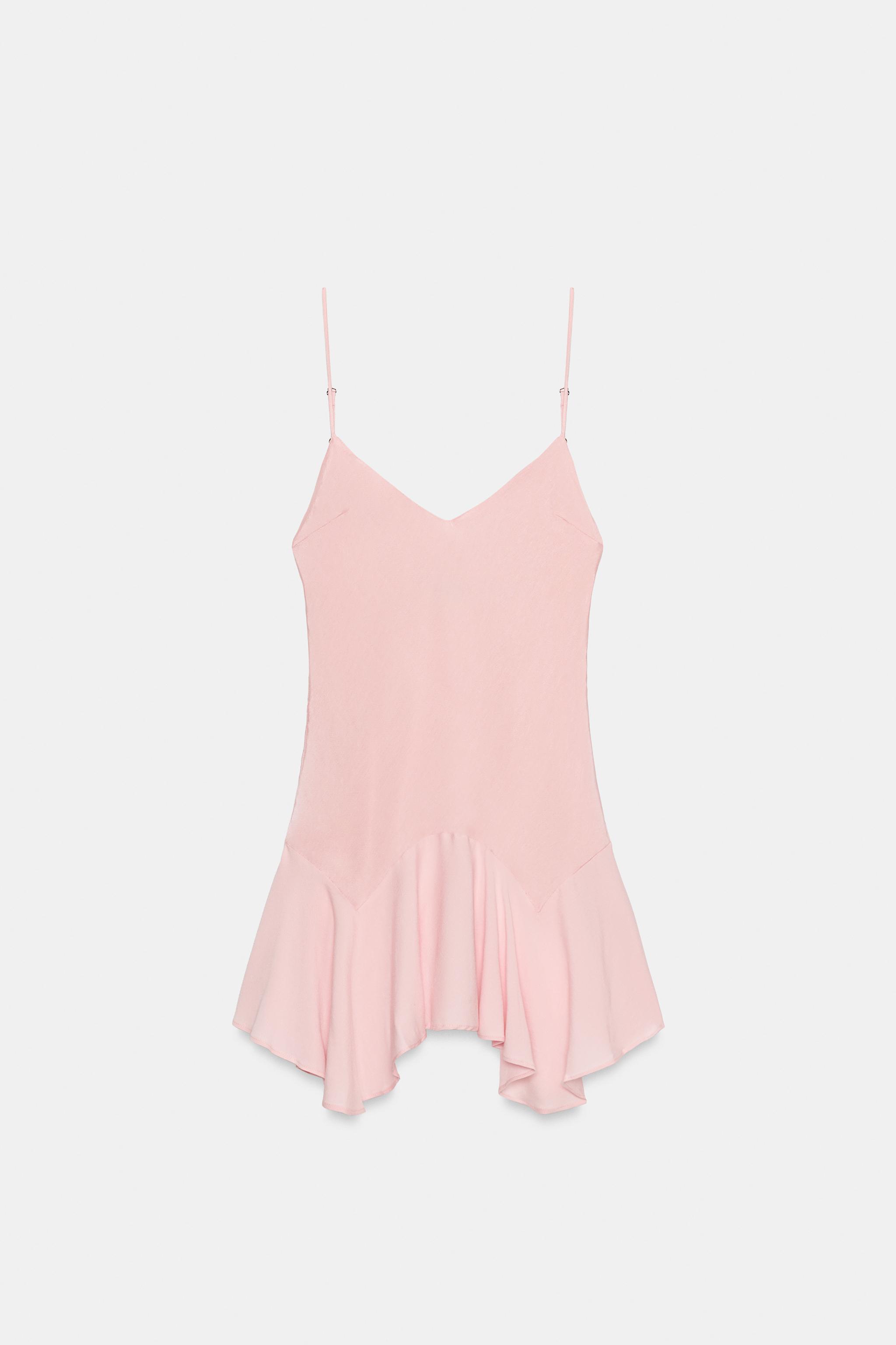 ROBE COURTE À VOLANT EN MATIÈRES VARIÉES